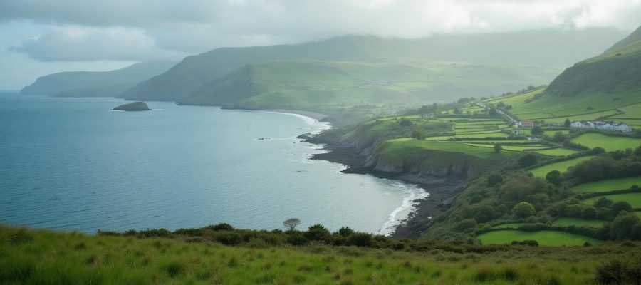 A green headland meeting the sea on the Dingle Peninsula